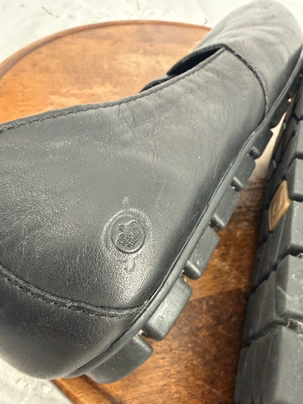 Born Shoes Wm 9M Sebra Black Leather Slip On Loafer Flat Comfort Flexible - Picture 9 of 12